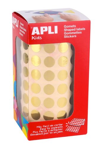 Gommettes Rouleau Rond Ø 10,5 Mm Doré Métallisé X 5 192 - Apli Agipa