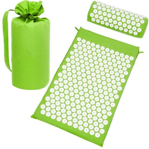 Kit D'acupression - Tapis D'acupression + Coussin + Sac - Soulage Douleurs Dos Et Cou ,Vert