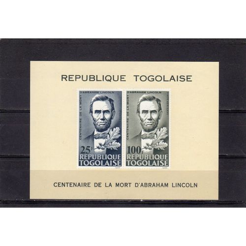 Bloc-Feuillet Du Togo (Centenaire De La Mort DAbraham Lincoln)