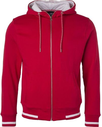 Veste Sweat Zippée À Capuche - Homme - Jn776 - Rouge