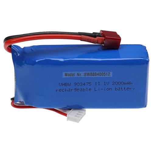 Vhbw Batterie Compatible Avec Connecteur T Pour Modéle Rc Par Ex. Voiture De Course, Avion (2000mah, 11,1v, Li-Polymère, 86 X 34 X 28 Mm)-Vhbw