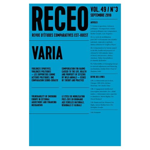 Revue D'études Comparatives Est-Ouest Volume 49 N° 3, Septembre 2018 - Varia