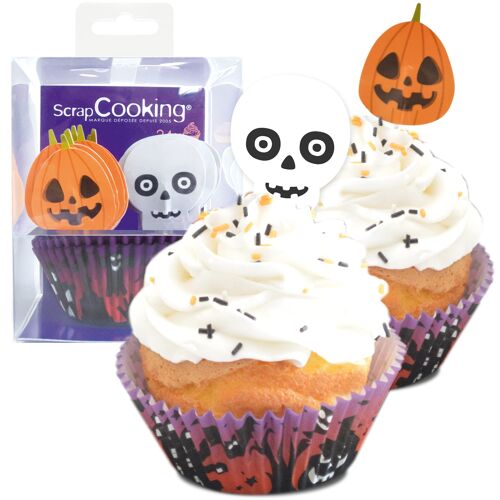 24 Caissettes + 24 Cake Toppers "Halloween"