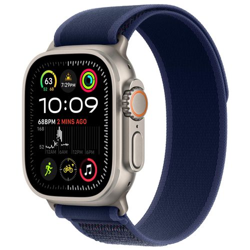 Apple Watch Ultra 2 - 49 mm - titanium naturel - Montre connectée avec Boucle Trail - tissage en nylon - bleu - taille du bracelet : M/L - 64 Go - LTE, Wi-Fi 4, UWB, Bluetooth - 4G - 61.4 g
