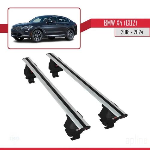 Barres De Toit - Ace-4 - Bmw X4 (G02) 2018-2023 - Aluminium - Gris - Charge Utile 300 Kg