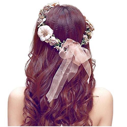 Nouvelle fête florale fleuri Couronne de mariage Couronne de cheveux Couronnes de cheveux Bande de cheveux Guirlande