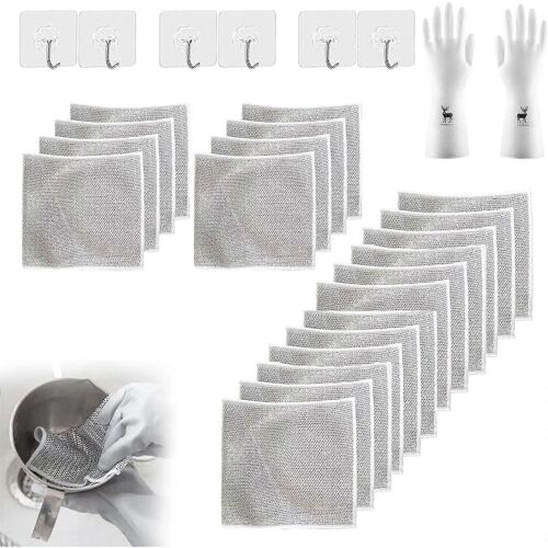 Torchon multifonctionnel en fil anti-rayures, chiffons à vaisselle en fil multi-usages pour l'eau et le sec, gommage et nettoyage pour la vaisselle, les éviers, les comptoirs, la cuisinière