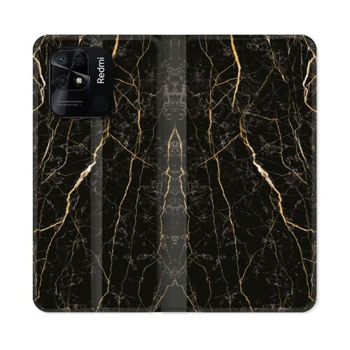 Housse Cuir Portefeuille Pour Xiaomi Redmi 10c Texture Marbre Noir