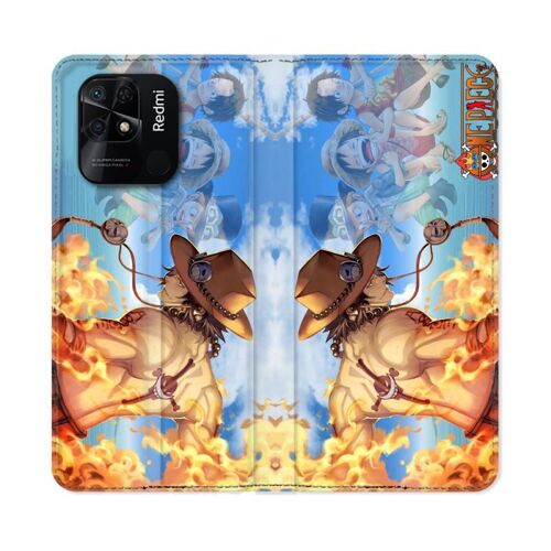 Housse Cuir Portefeuille Pour Xiaomi Redmi 10c Manga One Piece Ace Color