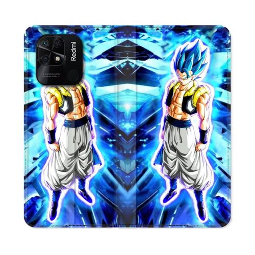 Housse Cuir Portefeuille Pour Xiaomi Redmi 10c Manga Dragon Ball Gogeta Lumiere