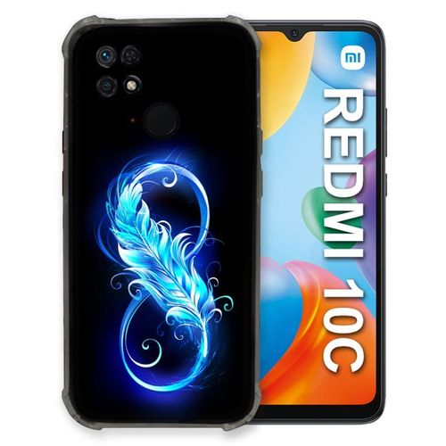 Coque Pour Xiaomi Redmi 10c Texture Plume Infini Bleu