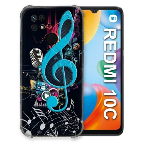 Coque Pour Xiaomi Redmi 10c Musique Cle Sol Bleu