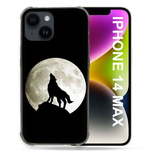 Coque Compatible MagSafe Pour Iphone 14 Plus (6.7) Animal Loup Noir