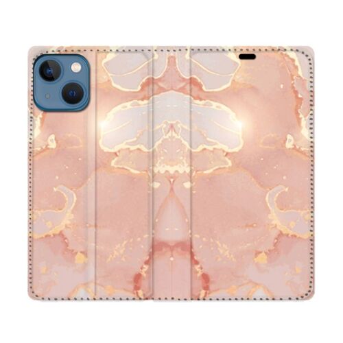 Housse Cuir Portefeuille Pour Iphone 14 Pro Plus (6.7) Texture Marbre Rose