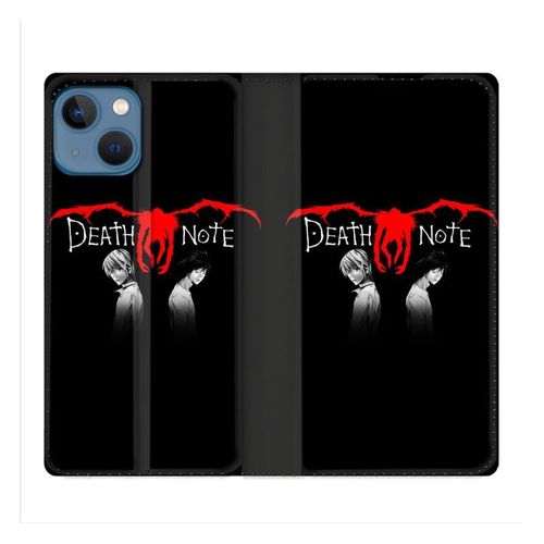 Housse Cuir Portefeuille Pour Iphone 14 Plus (6.7) Manga Death Note Noir