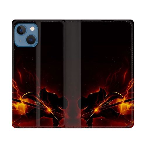 Housse Cuir Portefeuille Pour Iphone 14 Plus (6.7) Manga Demon Slayer Electric