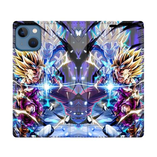 Housse Cuir Portefeuille Pour Iphone 14 Plus (6.7) Manga Dragon Ball Sangohan Duo