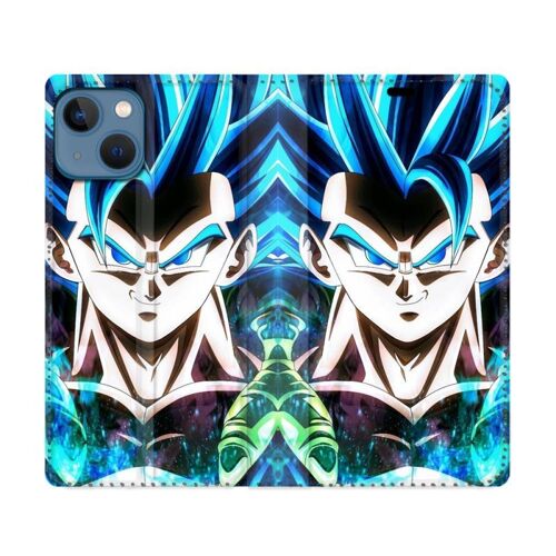 Housse Cuir Portefeuille Pour Iphone 14 (6.1) Manga Dragon Ball Gogeta Visage