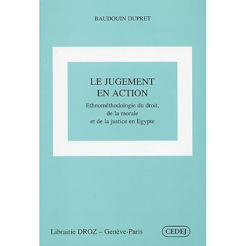 Le Jugement En Action - Ethnométhodologie Du Droit, De La Morale Et De La Justice En Egypte