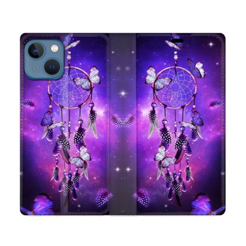 Housse Cuir Portefeuille Pour Iphone 14 Plus (6.7) Zen Attrape Reve Papillon
