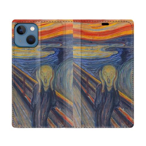 Housse Cuir Portefeuille Pour Iphone 14 Plus (6.7) Peinture Le Cri