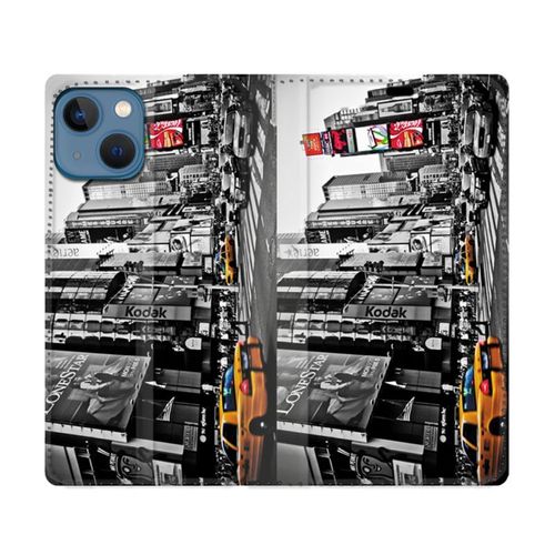 Housse Cuir Portefeuille Pour Iphone 14 Plus (6.7) Voyage Amerique Usa New York Taxi