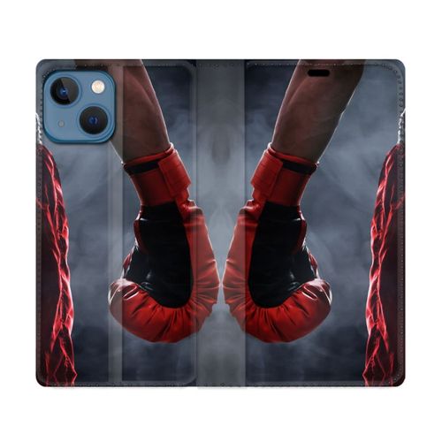 Housse Cuir Portefeuille Pour Iphone 14 Plus (6.7) Sport Boxe Gant Rouge