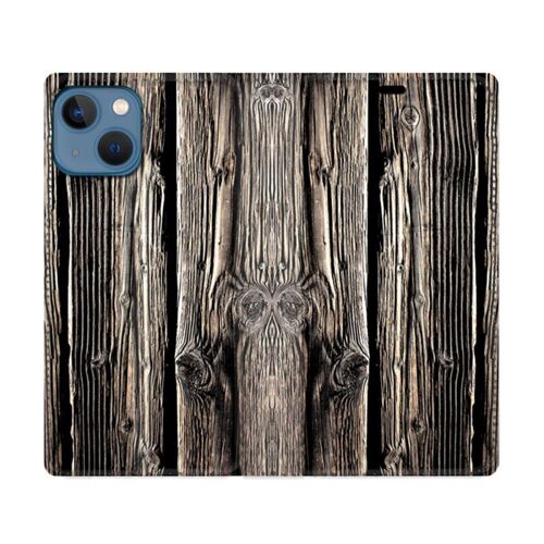 Housse Cuir Portefeuille Pour Iphone 14 Pro Plus (6.7) Texture Bois