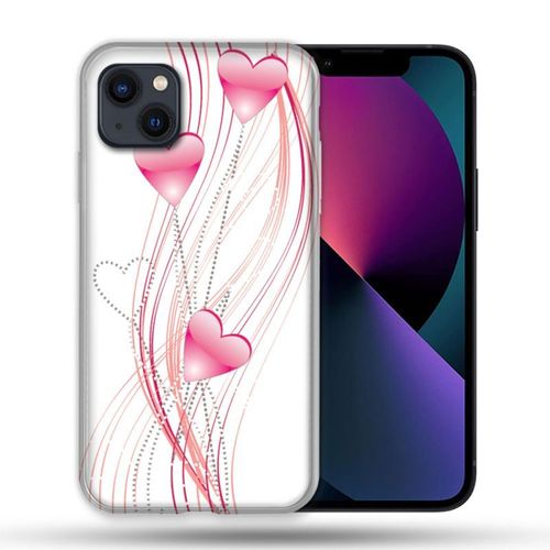 Coque Pour Iphone 14 Plus (6.7) Amour Coeur Rose Montant Sur Blanc