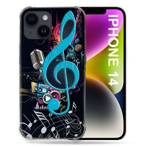 Coque Pour Iphone 14 (6.1) Musique Cle Sol Bleu