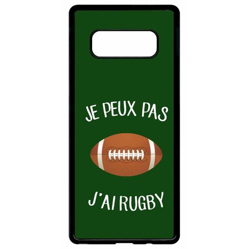Coque pour smartphone - Je peux pas j ai rugby ballon fond vert - compatible avec samsung Galaxy Note 8.0 - Plastique - bord Noir
