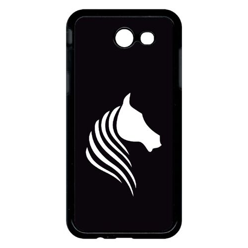 Coque Pour Smartphone - Cheval Fond Noir - Compatible Avec Samsung Galaxy J3 (2017) - Plastique - Bord Noir