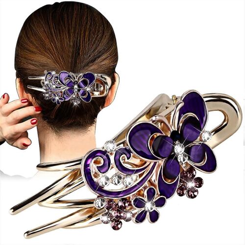 Pinces À Cheveux Alligator Pour Le Coiffage, Pinces À Cheveux Pour Cheveux Longs Épais, Pinces À Cheveux Coiffantes Avec Papillon Fleur De Strass, Barrettes À Cheveux Pour Femmes F 