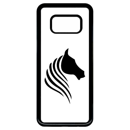 Coque pour smartphone - Cheval fond blanc - compatible avec samsung Galaxy S8 - Plastique - bord Noir