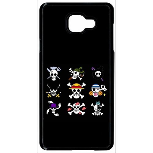 Coque Pour Smartphone - One Piece Logo Fond Noir - Compatible Avec Samsung Galaxy A7 (2016) - Plastique - Bord Noir