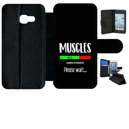 Etui À Rabat Galaxy A3 (2017) - Muscles En Telechargement Loading Please Wait Humour Fond Noir - Simili-Cuir - Noir