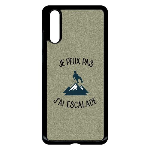Coque pour smartphone - Je peux pas j ai escalade fond texture gris - compatible avec huawei P20 - Plastique - bord Noir