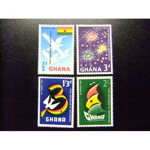 Ghana 1959 3 Anniversaire De L'indépendance Yvert 64 / 67 ** Mnh