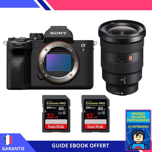 Sony A7 IV + FE 16-35mm f/2.8 GM + 2 SanDisk 32GB Extreme PRO UHS-II SDXC 300 MB/s + Ebook 'Devenez Un Super Photographe' - Hybride Sony