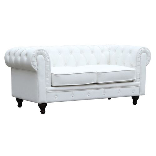Canapé Fixe Chesterfield Aliza - 157 X 82 X 70 Cm - 2 Places - Blanc