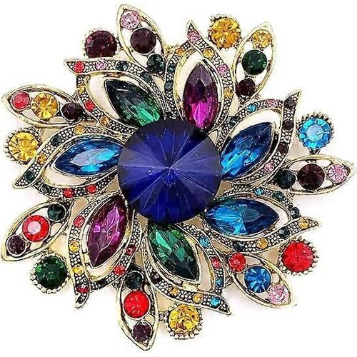 Vintage Femmes Cristal Autrichien Élégant Broche De Fleur Broche De Mariage Pin