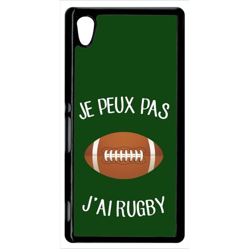 Coque xperia m4 aqua - je peux pas j ai rugby ballon fond vert - noir