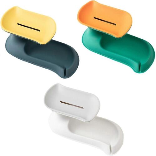 3pcs savon Boîte à savon Savon pour les mains Récipient Savon de bain Porte-savon décoratif Cuisine Éponge Rack Savon Rack Salle de bain en plastique Poinçonnage Porte-savon gratuit