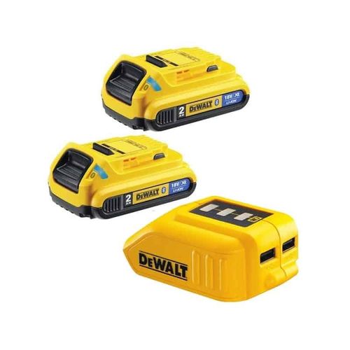 DEWALT Pack 2 batteries bluetooth 18V 2Ah + Adapt USB - DCB283BC