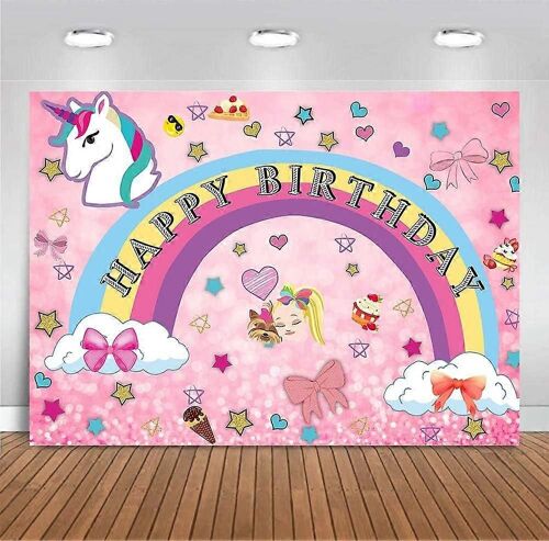 Rose Arc-en-ciel Licorne Thème Photographie Toile de fond Filles 16 Heureux 18 Rêve Fou Grand Anniversaire Décor Doux Photo Coloré Fond Vinyle Enfants Bébé