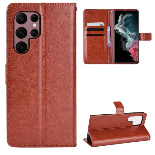 Coque Samsung Galaxy S22 Ultra,Etui Pour Samsung Galaxy S22 Ultra,Coque En Cuir Pour Samsung Galaxy S22 Ultra,Convient A Etui La Samsung Galaxy S22 Ultra,Marron