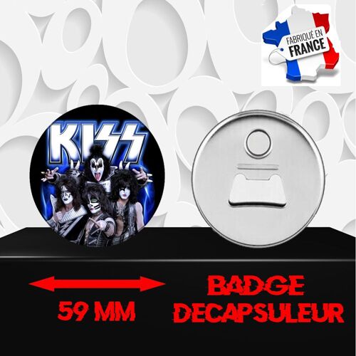 Magnet Décoratif Décapsuleur Aimanté 59 Mm Groupe Rock Kiss 374