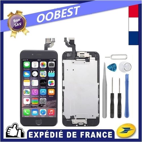 Ecran Iphone 6 Lcd Noir 4.7 + Home Camera + Vitre Tactile Chassis (Envoie Sous 24h De Fr)