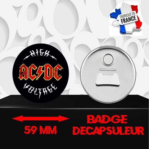 Magnet Décoratif Décapsuleur Aimanté 59 Mm Groupe Rock Ac/Dc 331