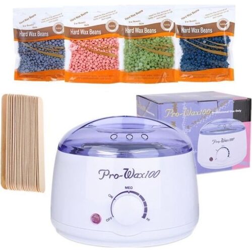 Chauffe-Cire Kit Professionnel 500ml, Wax Warmer Pour Épilation À La Cire, 20 Pcs Wax Spatules, 4 Paquet De Haricots Cires Durs